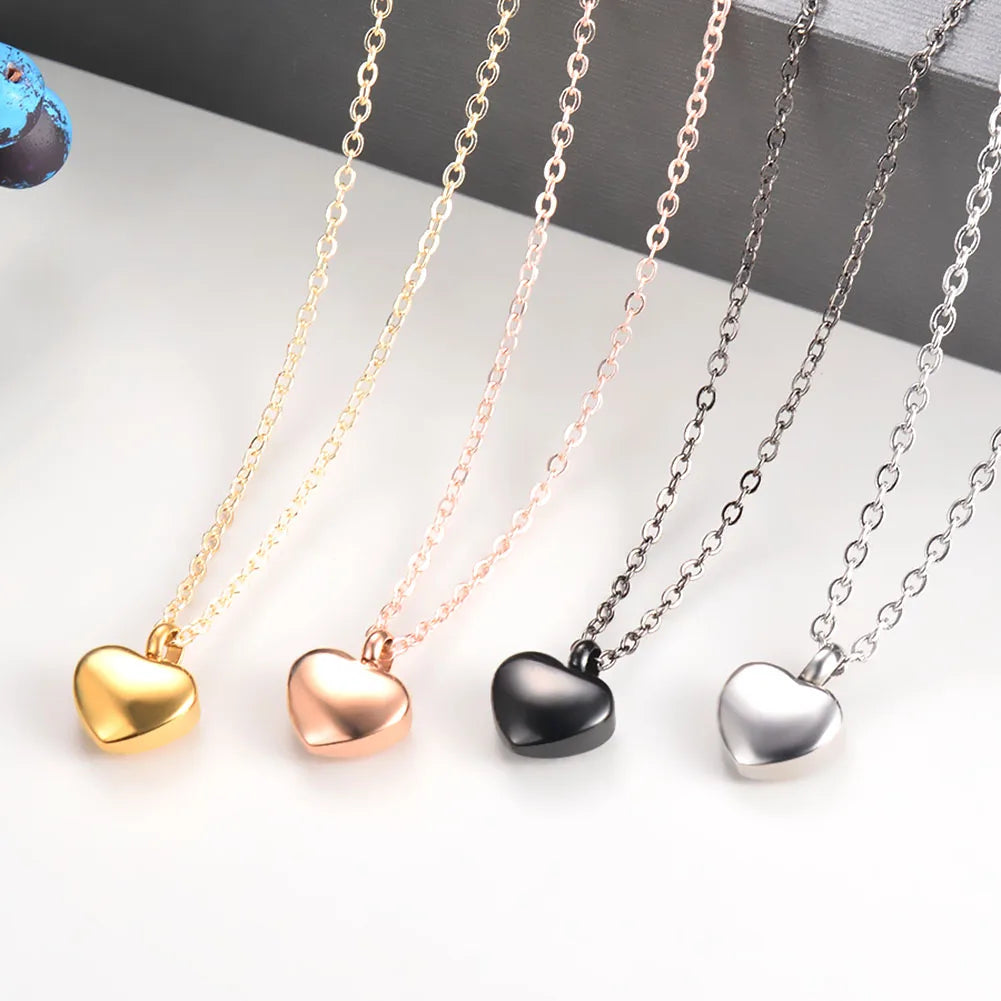 Stainless Steel Small Heart pendant Cremation heart  Charm Necklace makings  Memorial jewelry For Women