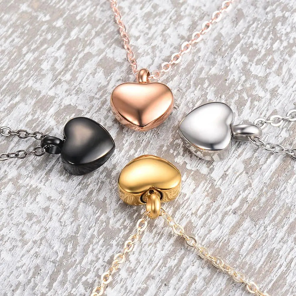 Stainless Steel Small Heart pendant Cremation heart  Charm Necklace makings  Memorial jewelry For Women