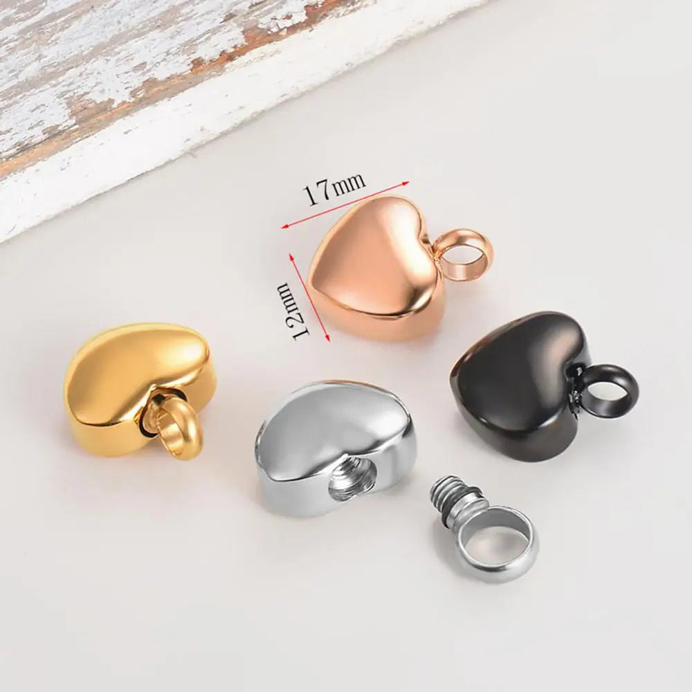 Stainless Steel Small Heart pendant Cremation heart  Charm Necklace makings  Memorial jewelry For Women